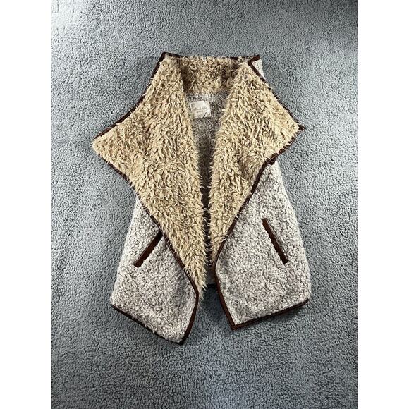 Altar'd State Vest Women Medium Open Front Faux Shearling Wool Blend Outerwear - Picture 2 of 16